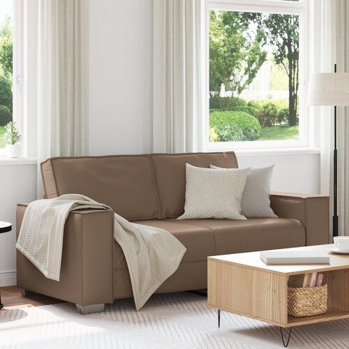 VidaXL dvosedežna kavč cappuccino 140 cm iz umetnega usnja Slike