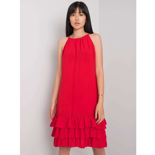 Fashion Hunters RUE PARIS Red dress with straps Cene