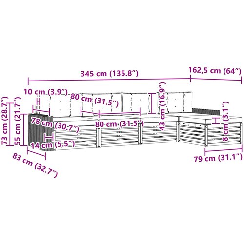  Set vanjskih sofa 5 kom. Prirodna i antracit Poliester 345 x 162,5 x 73 cm Slike