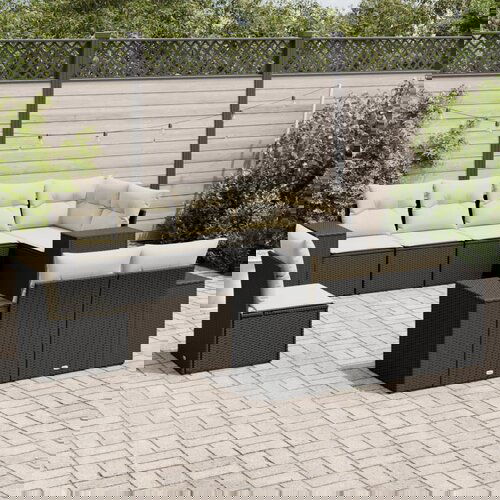 VidaXL 8-dijelni set vrtnih sofa od poliratana s jastucima crni Slike