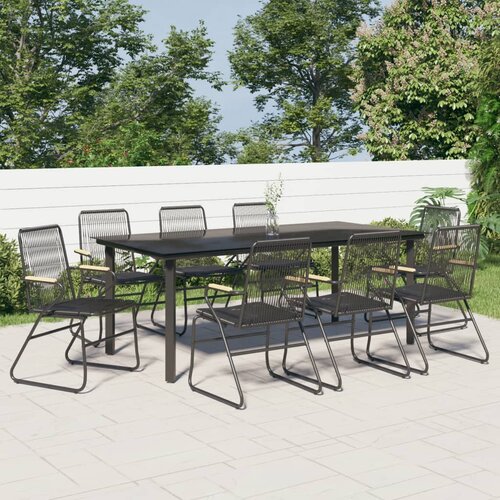 VidaXL 9-dijelni vrtni blagovaonski set od PVC ratana crni Slike