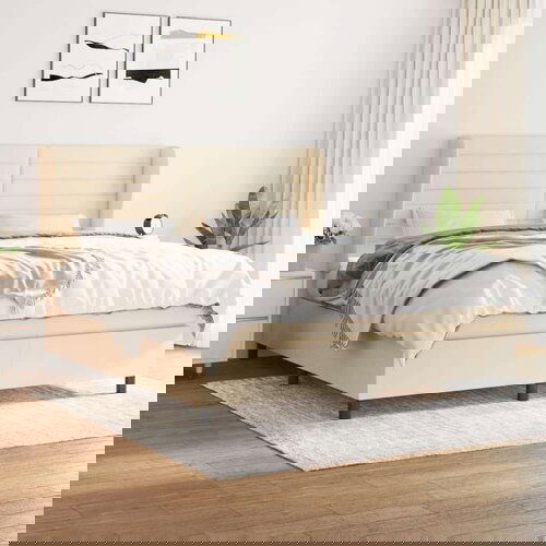  Krevet s oprugama i madracem krem 160x200 cm od tkanine Cijene