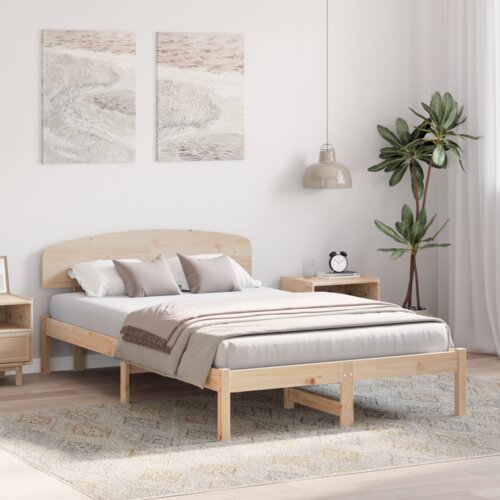 VidaXL krevetna konstrukcija s uzglavljem 135x190 cm čvrsto borovo drvo Slike