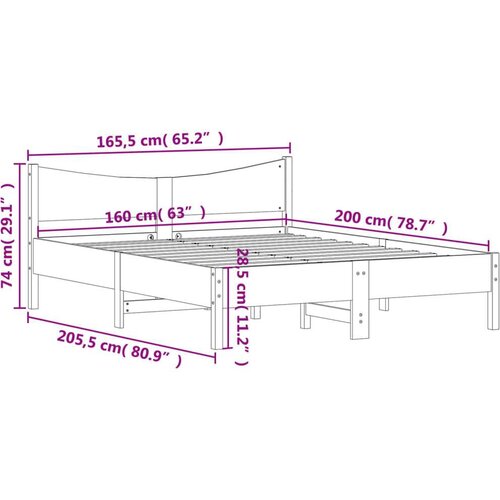 vidaXL Posteljni okvir z vzglavjem voščeno rjava 160x200 cm borovina Cene