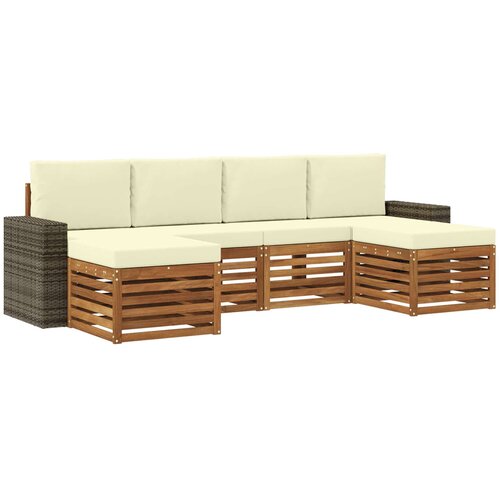 vidaXL Sedežne garniture 6 pcs Naravna in smetana Masiven les akacije, (5000283798) Cene