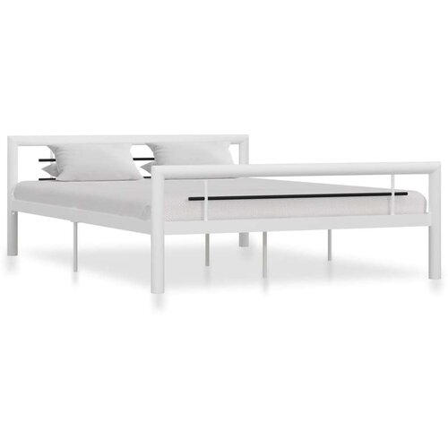 vidaXL Okvir za krevet bijelo-crni metalni 140 x 200 cm Cene