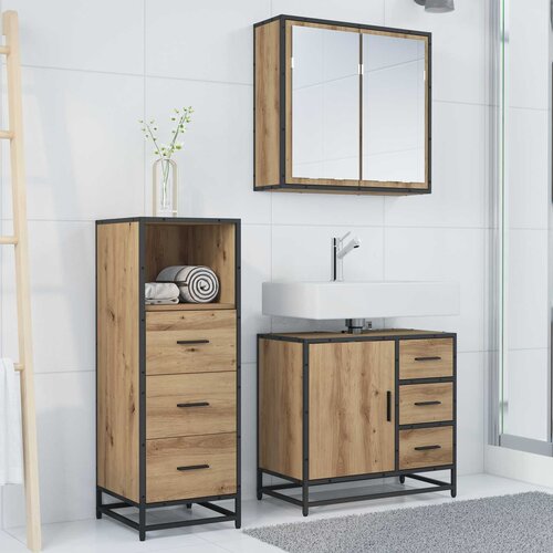  Set namje&amp;scaron;taja za kupaonicu 3 kom. Umjetnički hrast Smeđa 35 x 37,5 x 100 cm Slike