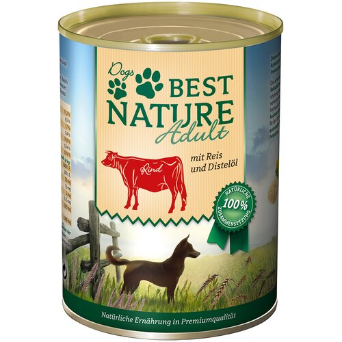  Varčno pakiranje Best Nature Dog Adult 12 x 400 g - Govedina, riž in olje žafranike Cijene