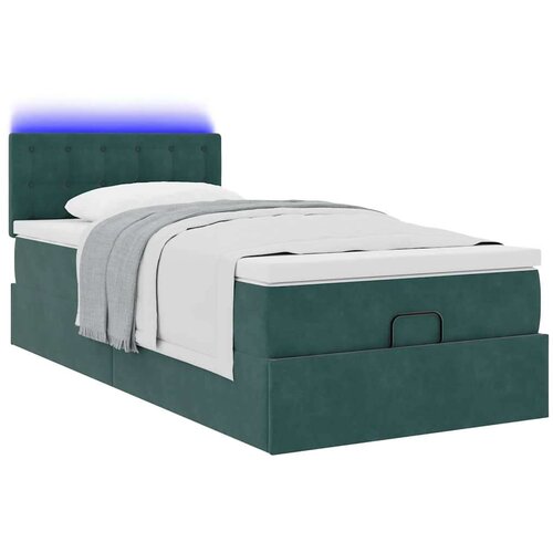VidaXL okvir kreveta s madraca tamnozeleni 100x200cm bar&amp;scaron;unasti Slike