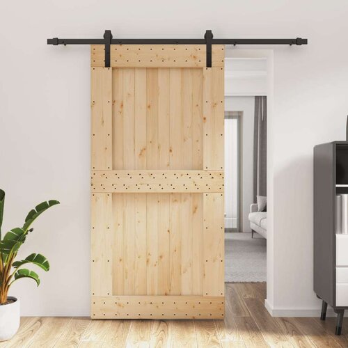  Drsna vrata s kompletom vodil 100x210 cm trdna borovina, (20999179) Cene