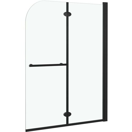 VidaXL Sklopiva vrata za tu&amp;scaron;-kabinu s 2 ploče ESG 95 x 140 cm crna Slike