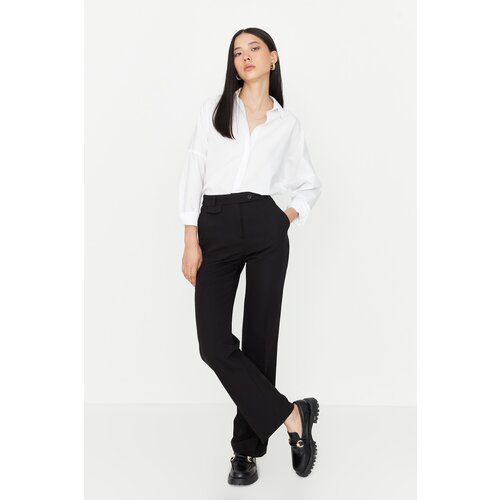 Trendyol Black High Waist Wide Leg Trousers Slike