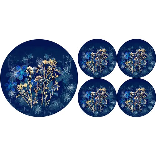 Bertoni Home Unisex's 1+4 Round Table Pads Set Midnight Navy Blue Cene