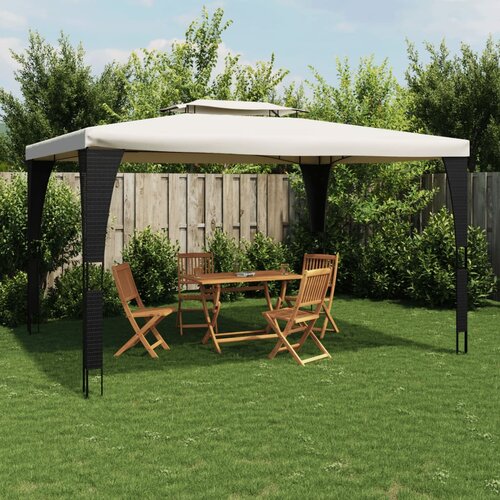 vidaXL Paviljon z dvojno streho krem 3,98x2,98 m jeklo Cene