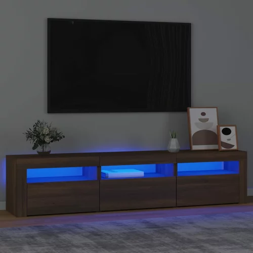 vidaXL TV omarica z LED lučkami rjav hrast 180x35x40 cm