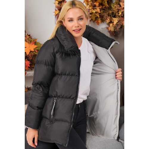 Dewberry Z6682 LADIES&amp;#039; COAT-PLAIN BLACK Slike
