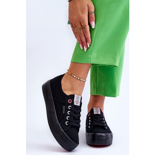 Kesi Womens Platform Cross Jeans Sneakers LL2R4039 Black Slike