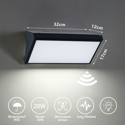  Brilagi - LED spolja&amp;scaron;nje zidno svetlo sa senzorom TRIANGLE LED/20W/230V crno Slike