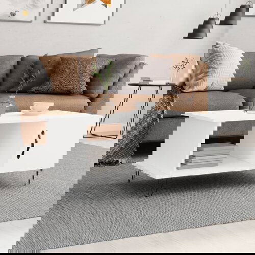 VidaXL Klubska mizica bela 90x50x40 inženirski les Slike
