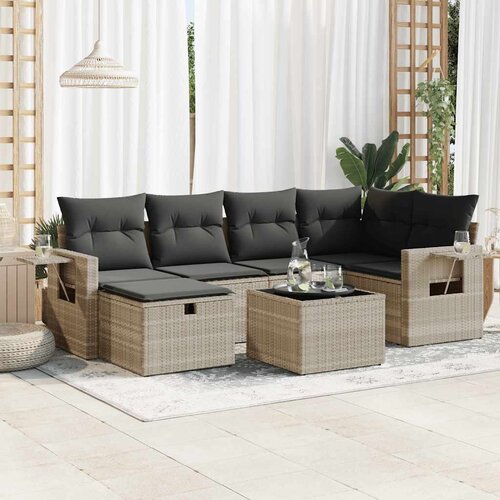 vidaXL 7-dijelni set vrtnih sofa svjetlosivi od poliratana Cijene