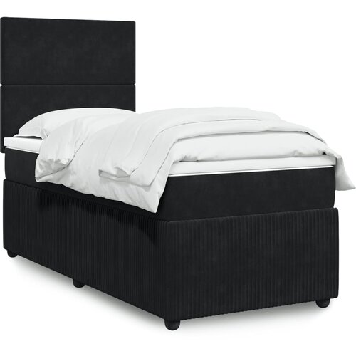 The Living Store Box spring postelja z vzmetnico črna 80x200 cm žamet - Box Spring Postelja, (21428281) Cene