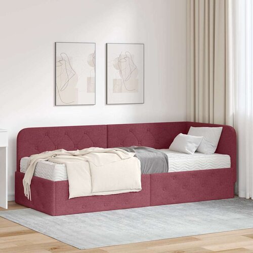 vidaXL Kotna postelja z vzmetnico Vinorodna rdeča 80 x 200 cm blago Cene