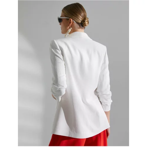 Koton Melis Ağazat X Cotton - Relax Fit Linen-Mixed Blazer Jacket.