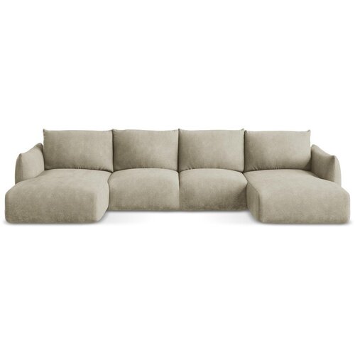 Makamii Bež sklopiva kutna garnitura od šenila (u obliku slova "U") Leila – Cijene