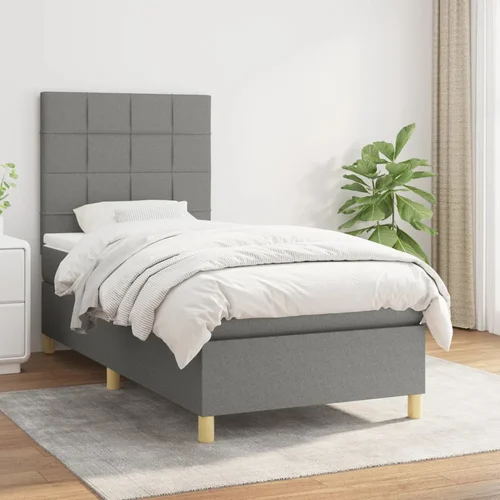 The Living Store Box spring postelja z vzmetnico temno siva 90x190 cm blago - Box Spring Postelja, (21517244)