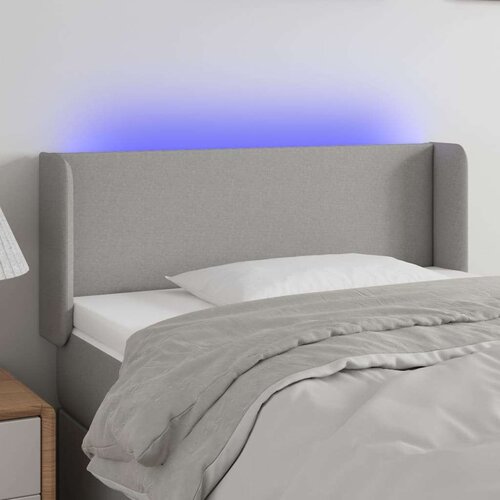 vidaXL LED posteljno vzglavje svetlo sivo 103x16x78/88 cm blago Cene