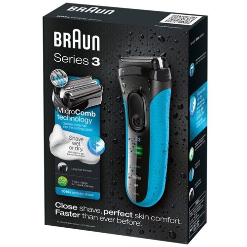 Braun Series 3 3040s Foil shaver Trimmer Black, Blue Slike