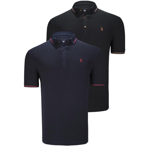 Dewberry DUO SET T8586 MEN'S T-SHIRT-BLACK-NAVY BLUE Cene