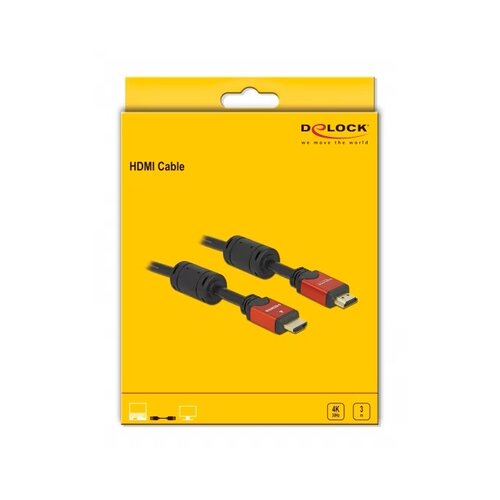 Delock HDMI priključni kabel [1x HDMI-utikač <=> 1x HDMI-utikač] 3m, cven, crn Cijene
