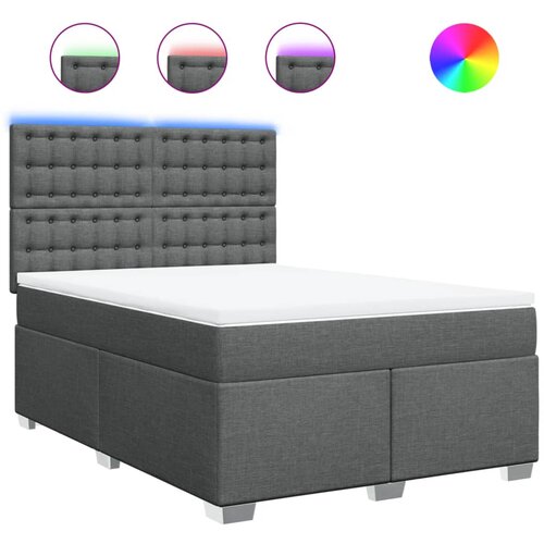 VidaXL Box spring postelja z vzmetnico temno siva 140x200 cm blago, (21321552) Slike
