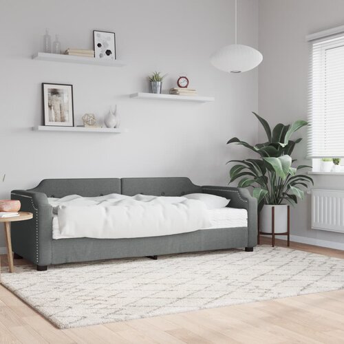  Dnevni krevet s madracem tamnosivi 100 x 200 cm od tkanine Cene