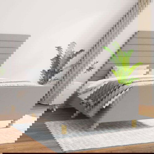  Okvir za krevet s uzglavljem svjetlosivi 80 x 200 cm od tkanine Slike
