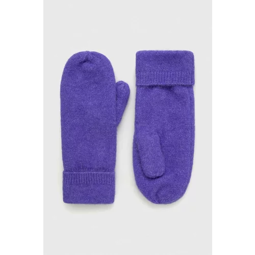 Samsoe Samsoe Volnene rokavice vijolična barva