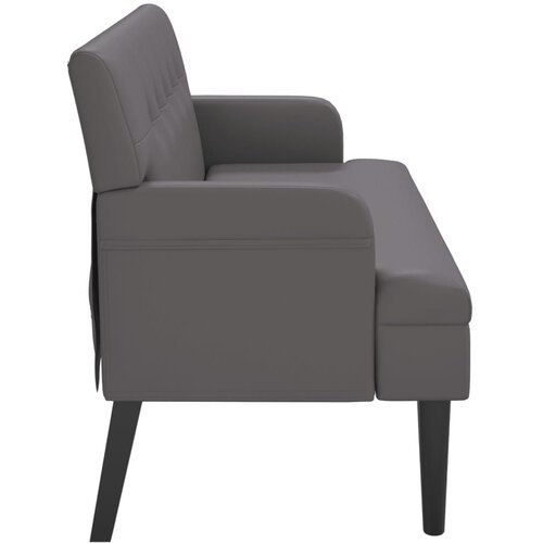  Klupa s naslonom siva 112 x 65,5 x 75 cm od umjetne kože Slike