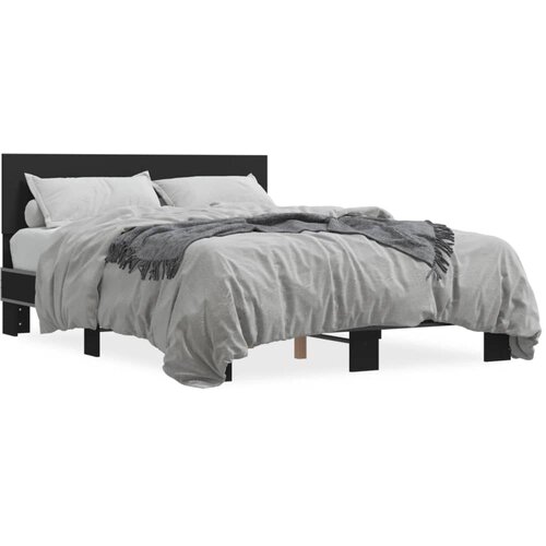 VidaXL Okvir kreveta crni 120 x 200 cm od konstruiranog drvo i metal Slike