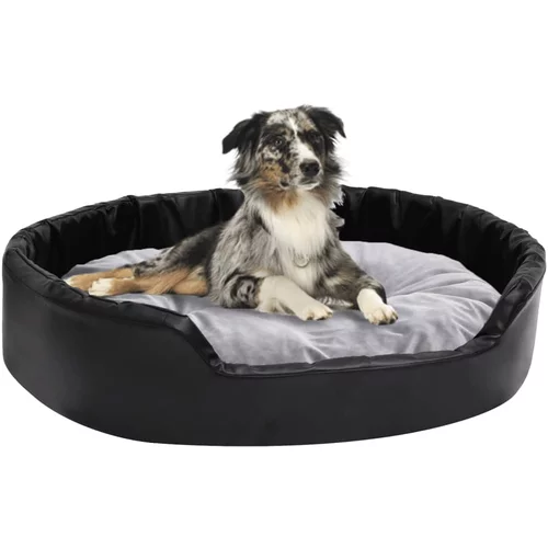 vidaXL pasja postelja črna in siva 90x79x20 cm pliš in umetno usnje