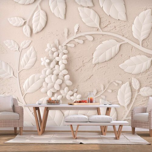  Samoljepljiva foto tapeta - Paper Flowers (Beige) 343x245 Slike