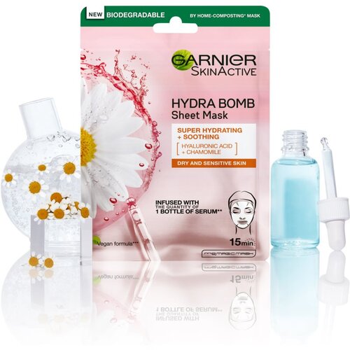 Garnier Skin Naturals Moisture+Comfort super vlažilna pomirjevalna tekstilna maska za suho in občutljivo kožo 28 g Slike