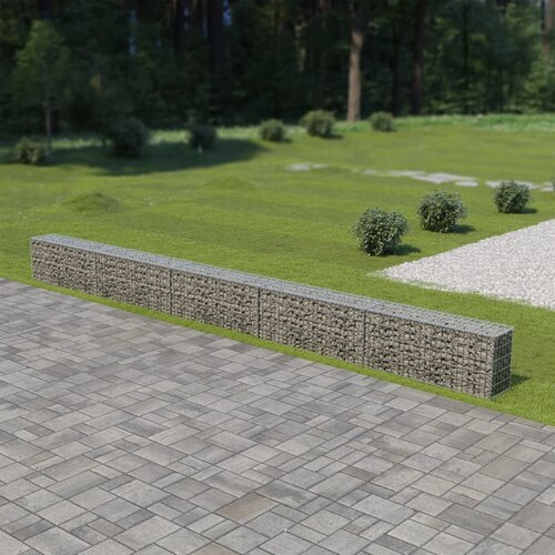 VidaXL Gabionska stena s pokrovi iz pocinkanega jekla 600x30x50 cm Slike