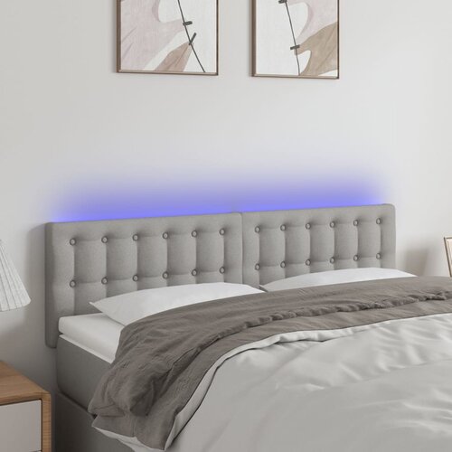  LED uzglavlje svjetlosivo 144 x 5 x 78/88 cm od tkanine Slike