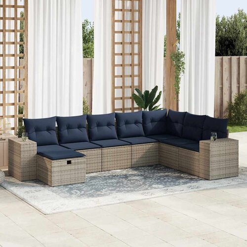 vidaXL 8-dijelni set vrtnih sofa od poliratana s jastucima sivi Cijene