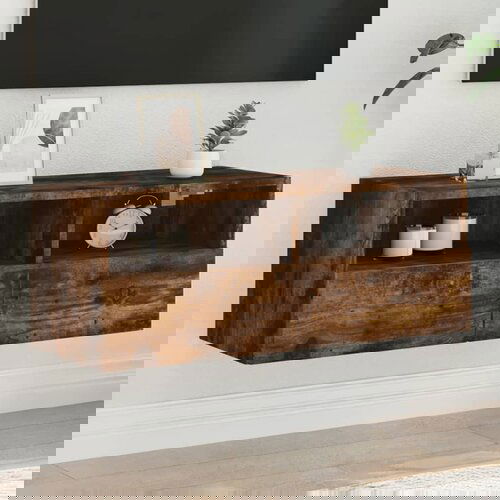  The Living Store Stenska TV omarica dimljen hrast 80x30x30 cm inženirski les - TV Stenska Omarica, (21555557) Cene