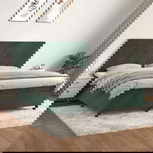 vidaXL Krevet s oprugama i madracem tamnozeleni 160x200 cm baršunasti Cijene