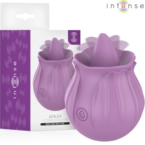 Intense KLITORALNI STIMULATOR Azalea Purple - vibrator z jezičkom, 10 vibracij, oblika cveta Slike