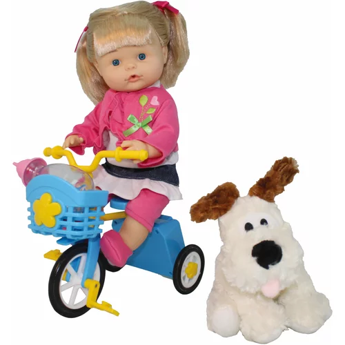Dimian lutka nena s biciklom i psićem, 36 cm