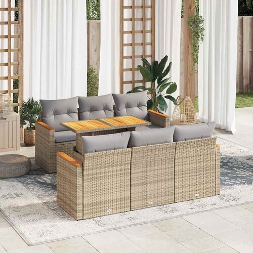 vidaXL 7-dijelni set vrtnih sofa s jastucima bež od poliratana bagrem Cene